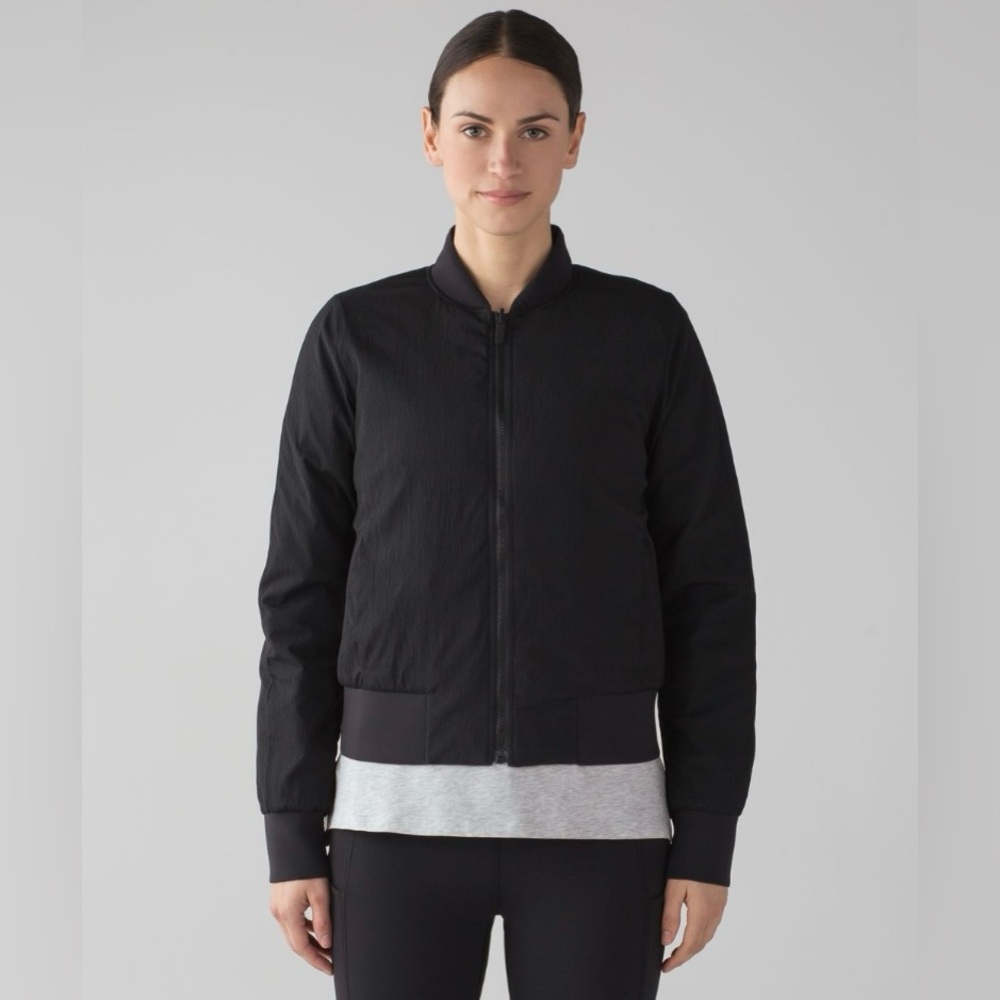 Lululemon “Non-Stop” Reversible Bomber Jacket - black, size 8